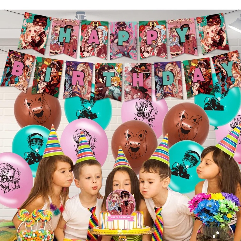 Colorful anime Birthday Party Banner